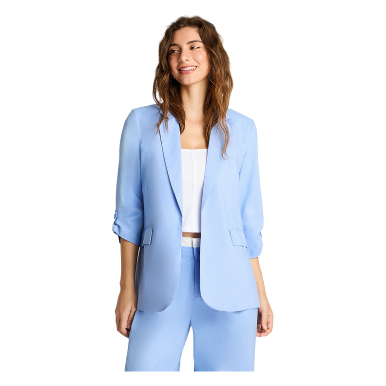 Blazer 3/4 Lino Manga Roll Up Celeste-0