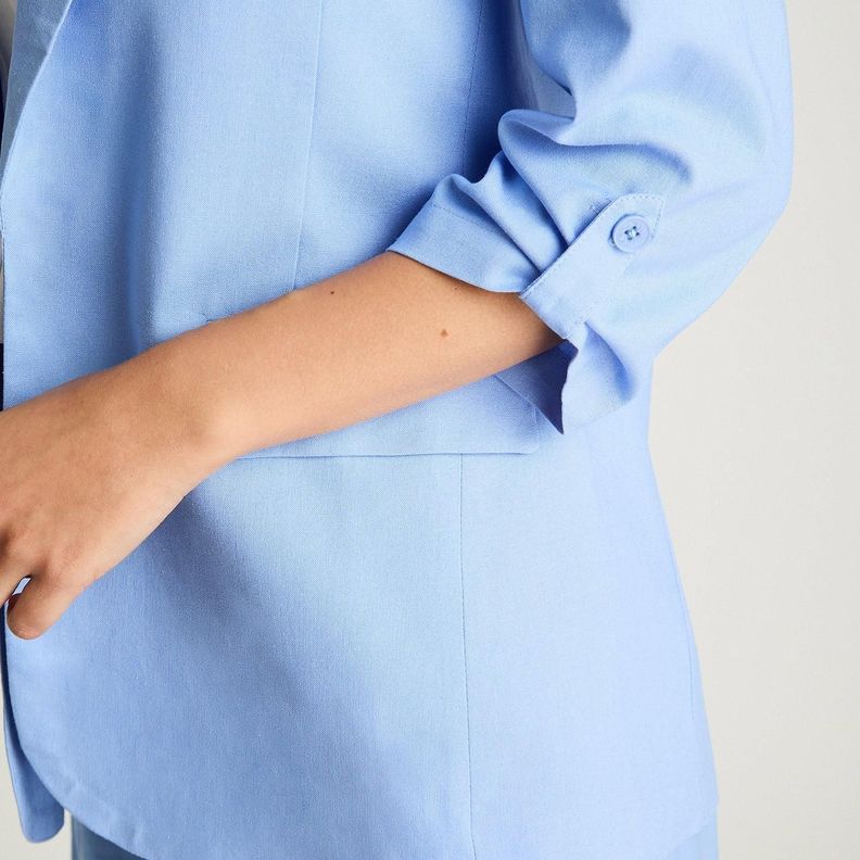 Blazer 3/4 Lino Manga Roll Up Celeste-2