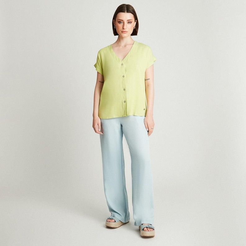 Blusa Pistacho Manga Kimono Cuello V-3