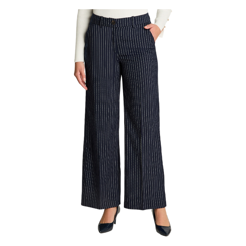 Pantalón Palazzo Con Rayas Y Pretina Elasticada Azul-0