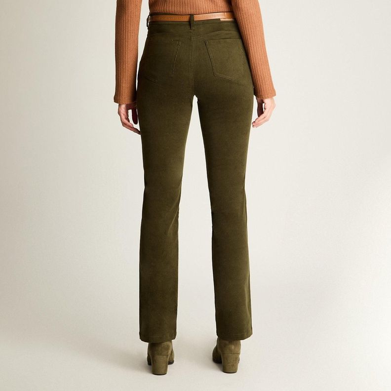 Pantalón De Cotele 5 Bolsillos Con Cinturón Verde-0