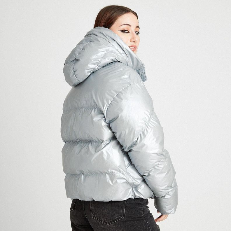 Parka Con Gorro Metalizada Celeste-1