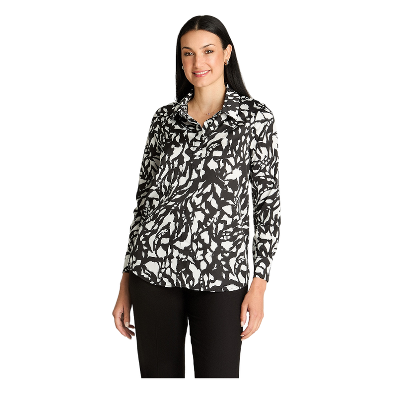 Blusa Camisera Manga Larga Satintada Crudo-0