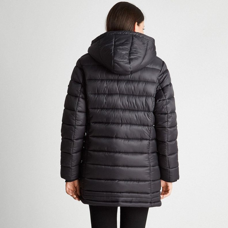 Parka Larga Con Gorro Negro-1
