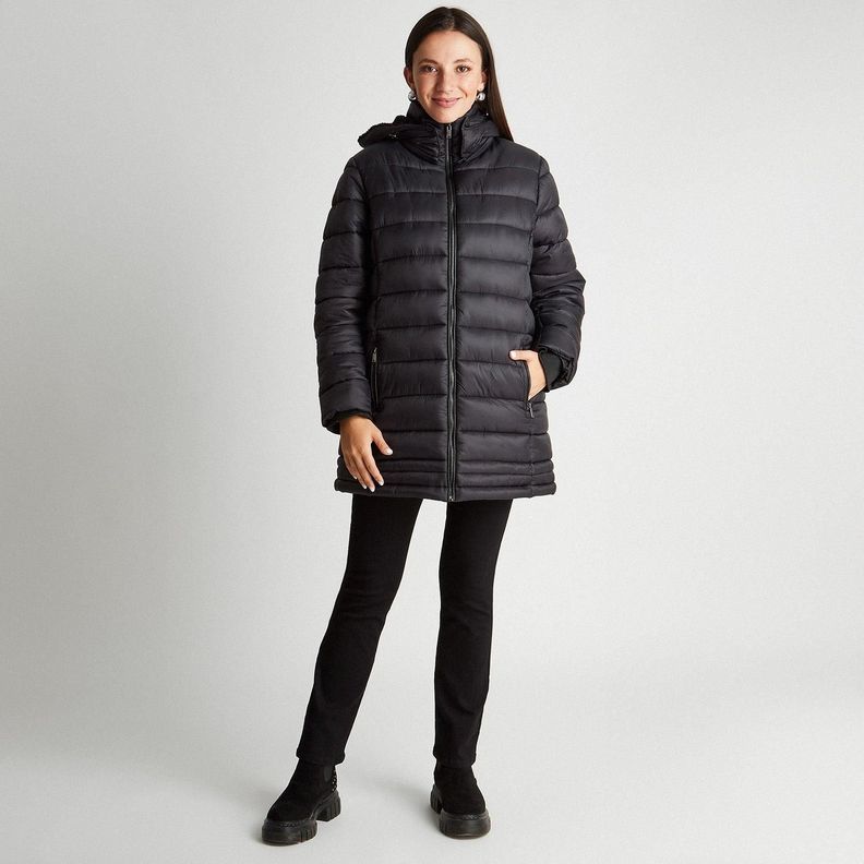 Parka Larga Con Gorro Negro-3