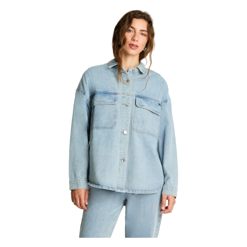 Chaqueta Sobre Camisa Manga Larga Denim Celeste-0