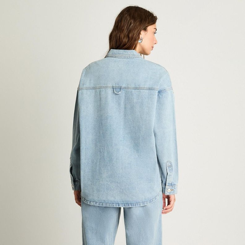 Chaqueta Sobre Camisa Manga Larga Denim Celeste-1