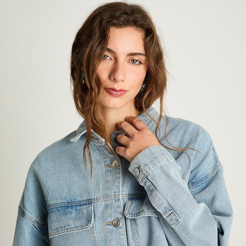 Chaqueta Sobre Camisa Manga Larga Denim Celeste-2