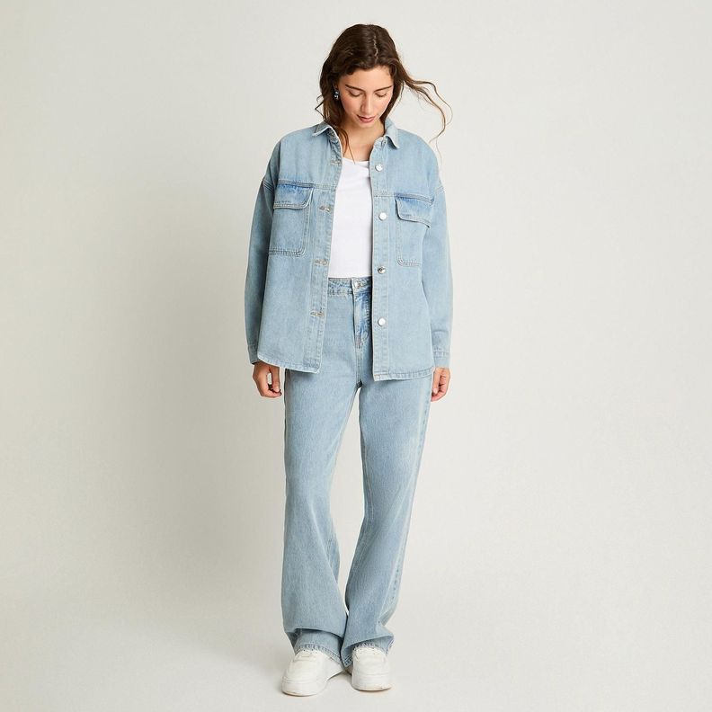 Chaqueta Sobre Camisa Manga Larga Denim Celeste-3