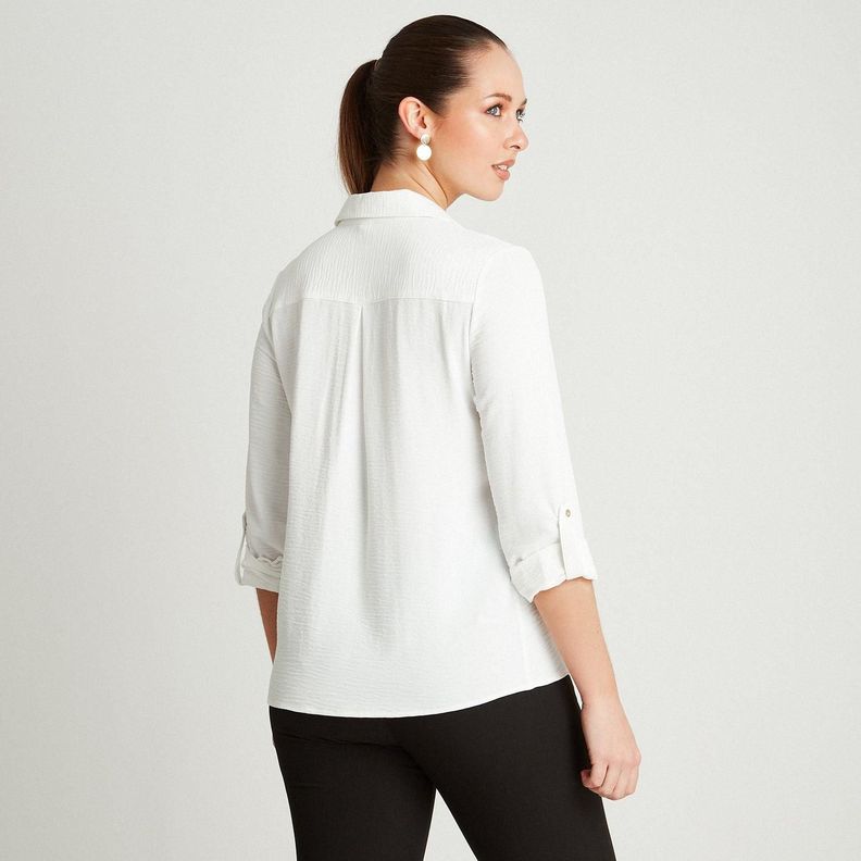 Blusa Crudo Manga Larga Cuello Camisero-1