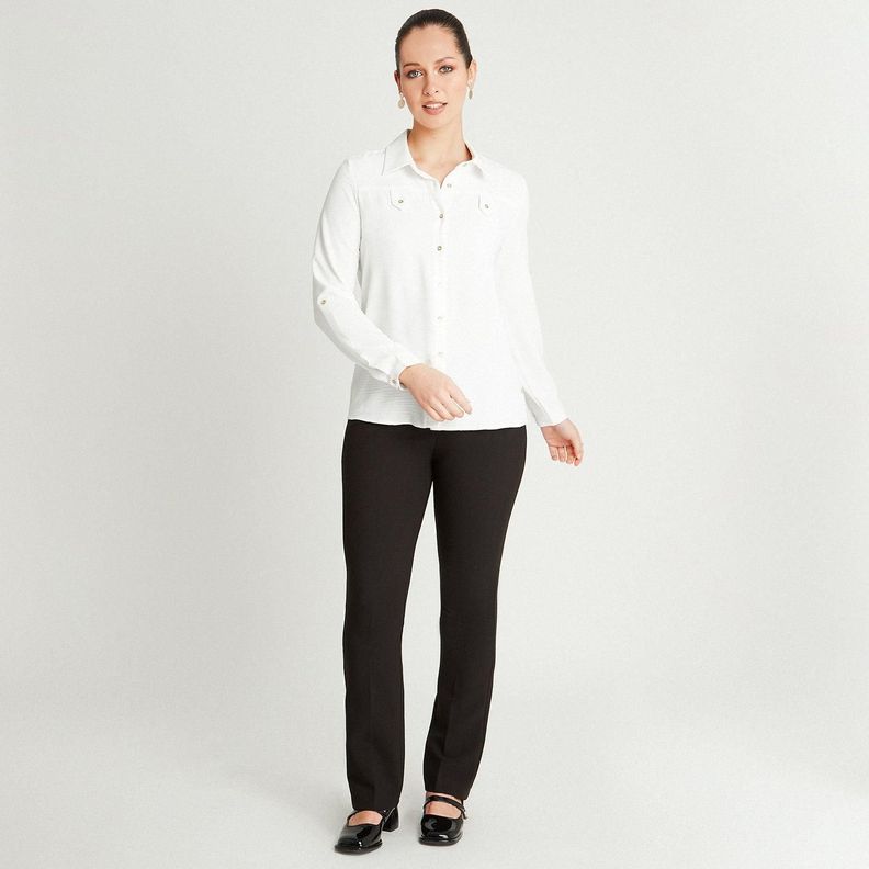 Blusa Crudo Manga Larga Cuello Camisero-3