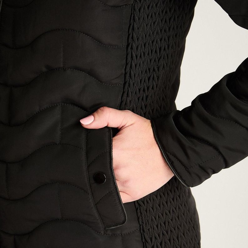 Parka Corta Forrada Manga Larga Negro-1