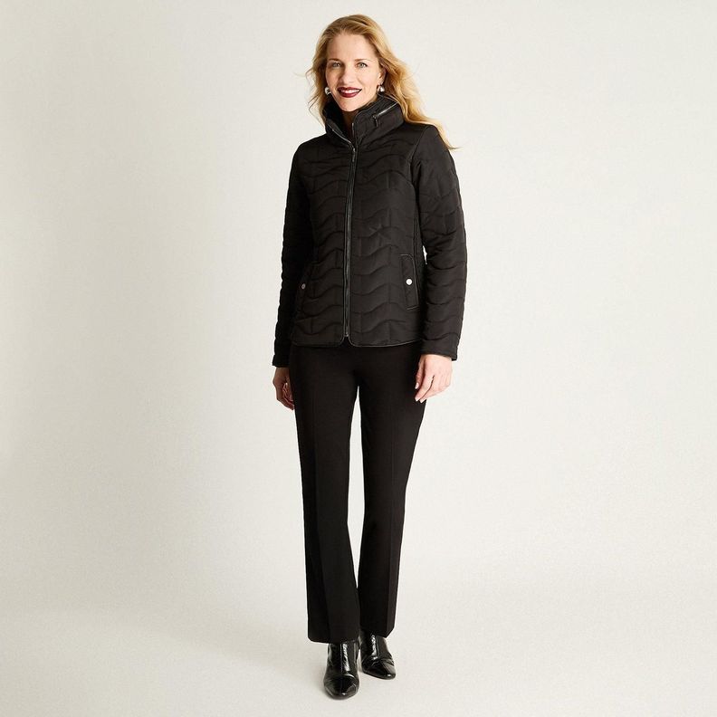 Parka Corta Forrada Manga Larga Negro-2
