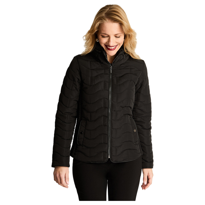 Parka Corta Forrada Manga Larga Negro-4