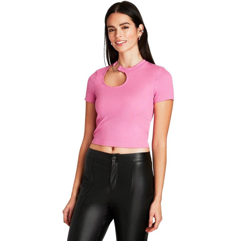 Polera Rosado Manga Corta Cuello Redondo-0