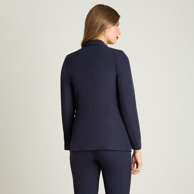 Blazer Manga Larga Un Botón Con Solapa En Bolsillo Azul-1