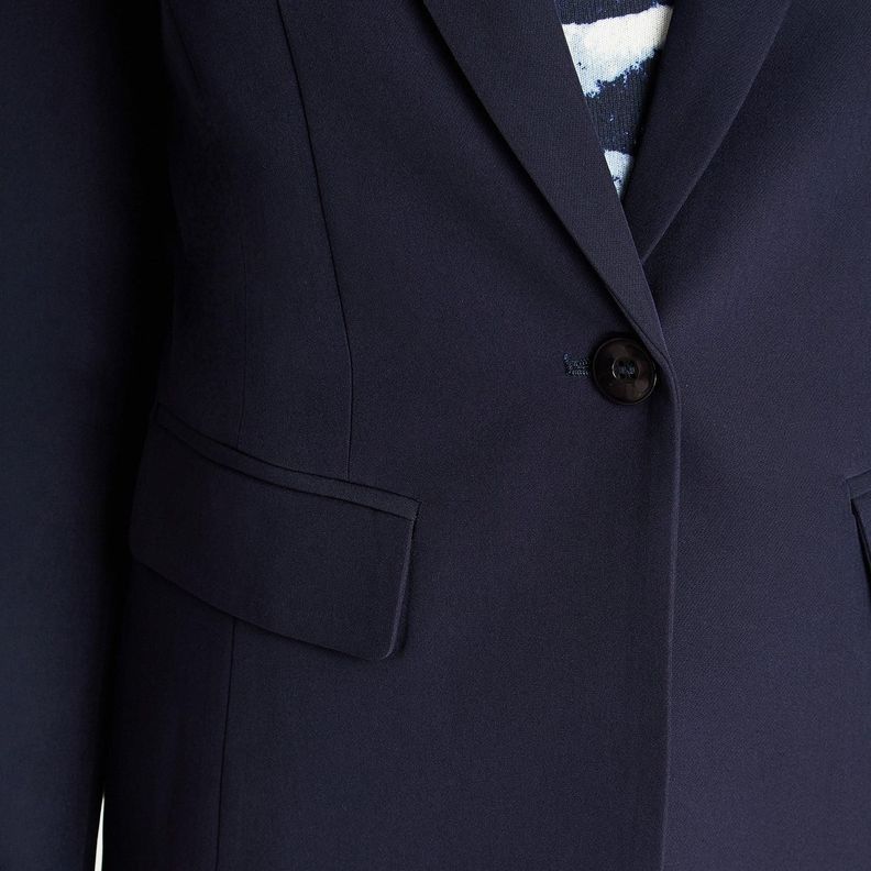 Blazer Manga Larga Un Botón Con Solapa En Bolsillo Azul-2