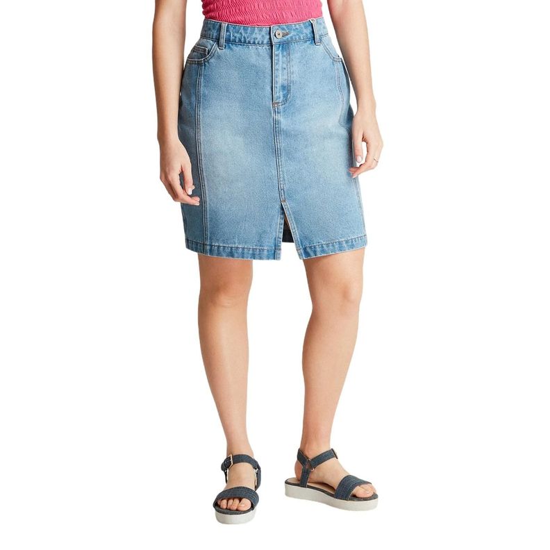 Falda Denim Celeste Midi Push Up-0