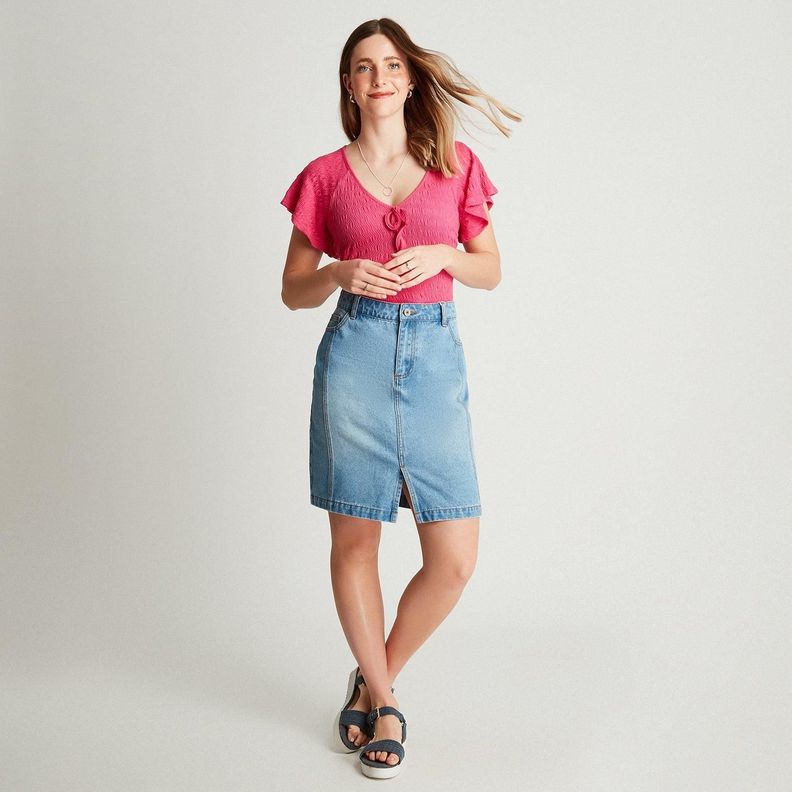 Falda Denim Celeste Midi Push Up-3