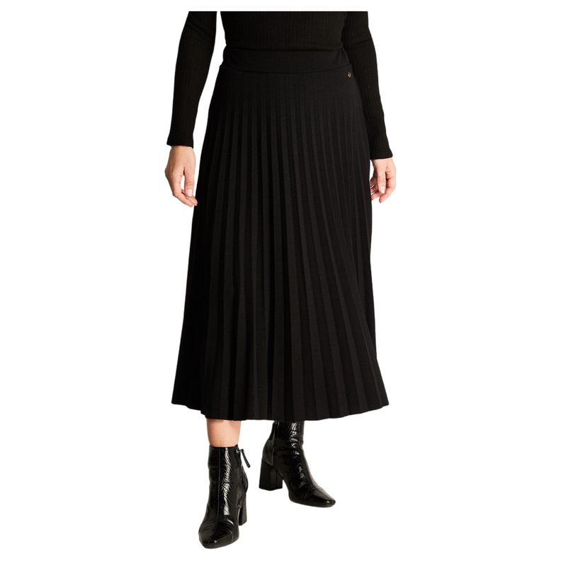 Falda Midi Lanilla Plizada Negro-4