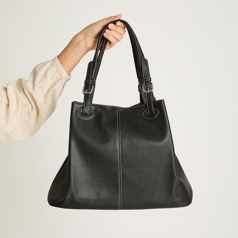 Cartera Con Strap De Pu Y Bolsillo Interno Negro-1