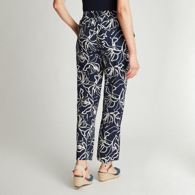 Pantalón Palazzo Azul Con Pretina Ancha-1