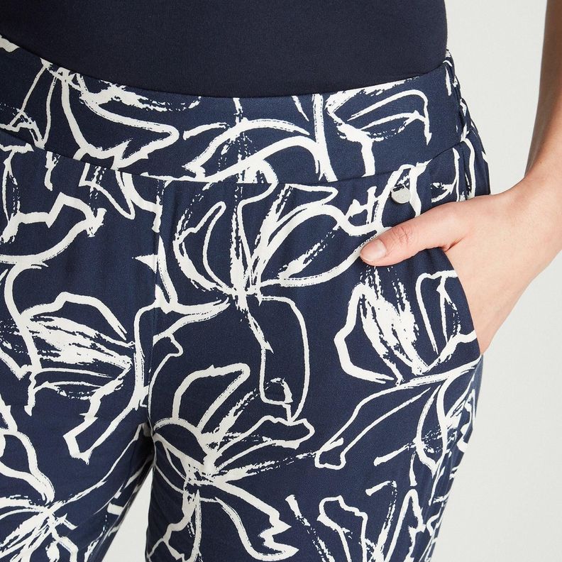 Pantalón Palazzo Azul Con Pretina Ancha-2