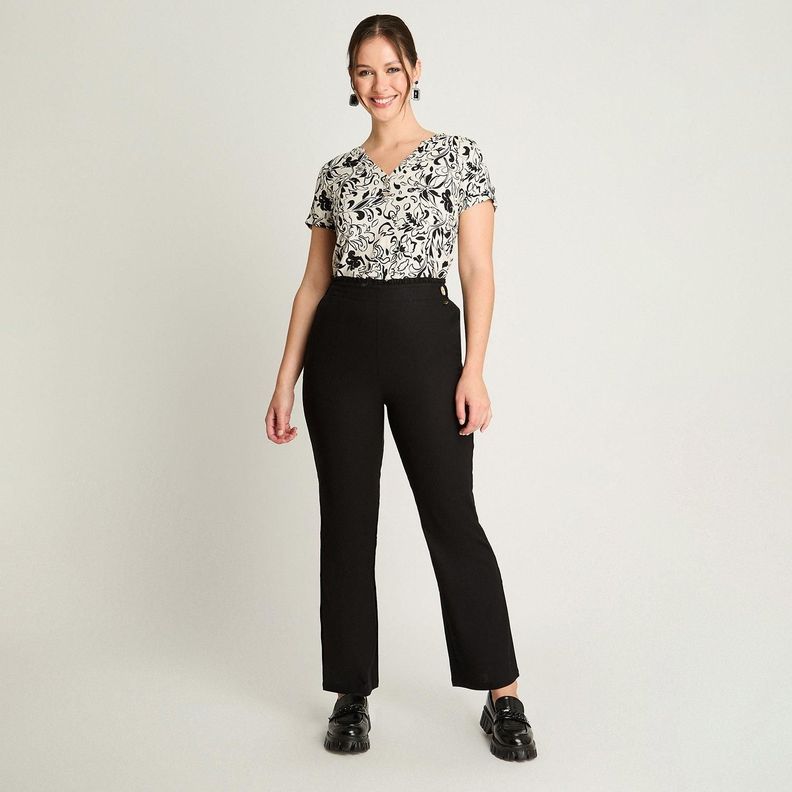 Pantalón Tiro Medio Recto Negro-3