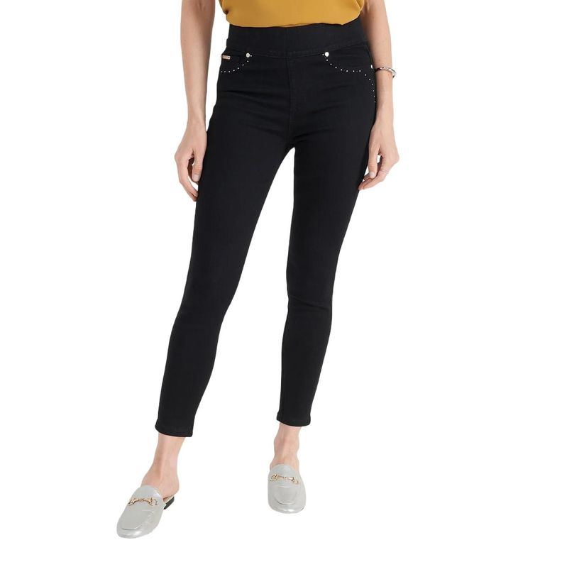 Leggins Con Pretina Ancha Bolsillos Falsos-0