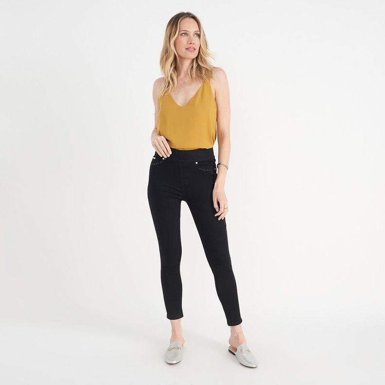 Leggins Con Pretina Ancha Bolsillos Falsos-3