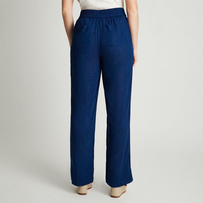 Pantalón Azul Cintura Elástica y Bolsillos-1