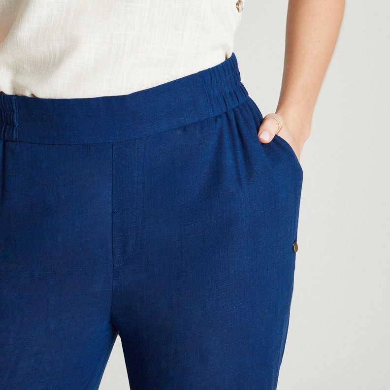 Pantalón Azul Cintura Elástica y Bolsillos-2
