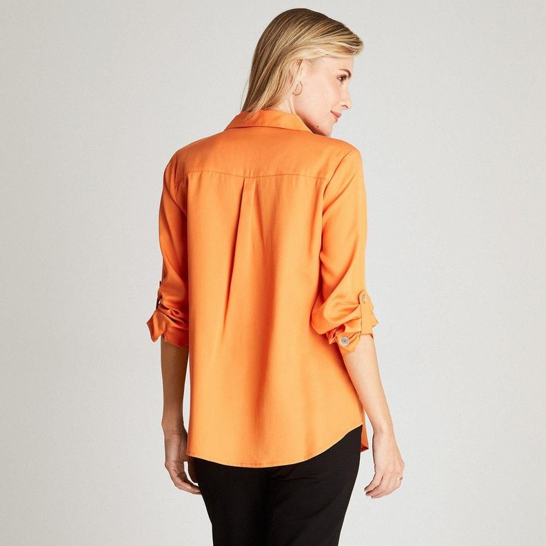 Blusa Naranja Cuello Camisero-1