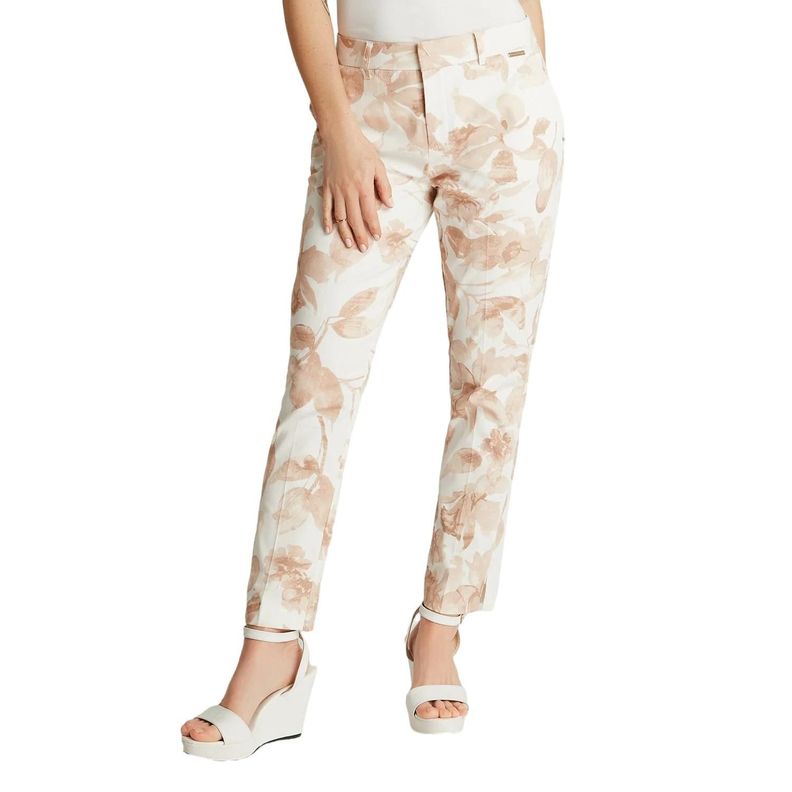 Pantalón Formal Beige Estampado Crop-0