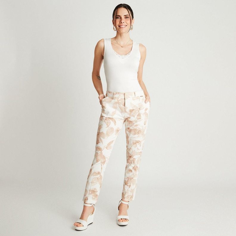 Pantalón Formal Beige Estampado Crop-3