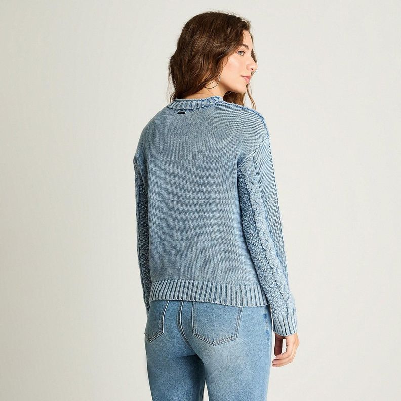 Sweater Manga Larga Acid Wash Tachas Indigo-1
