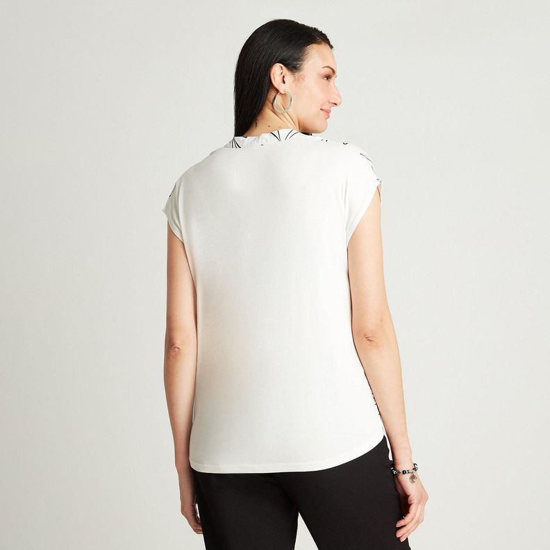 Polera Crudo Manga Corta Estampado Cuello Mao-1