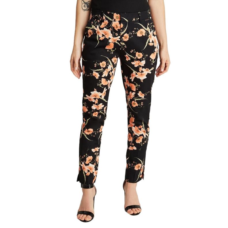 Pantalón Formal Negro Pierna Pitillo Estampado Crop-0