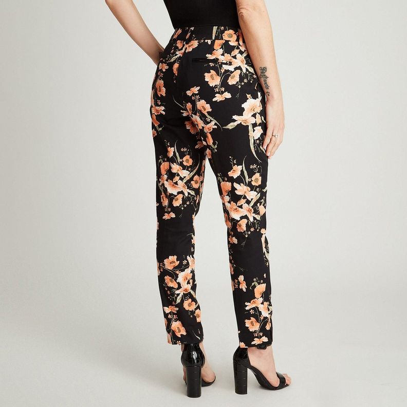 Pantalón Formal Negro Pierna Pitillo Estampado Crop-1