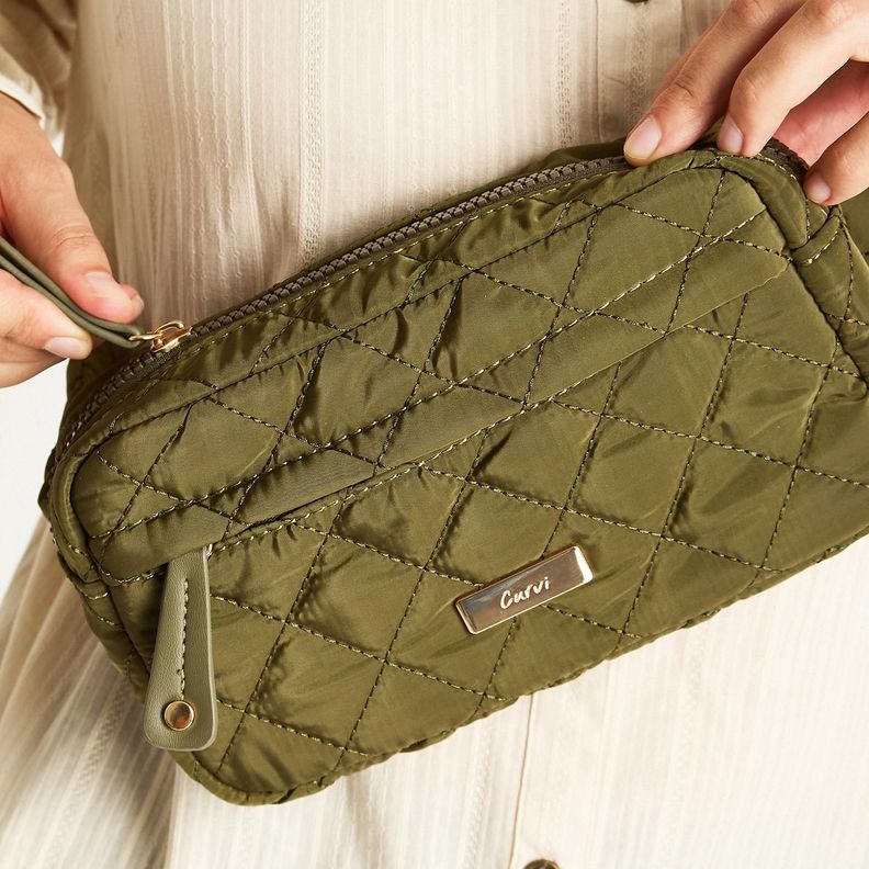 Cartera De Tela Con Quilt Verde-2