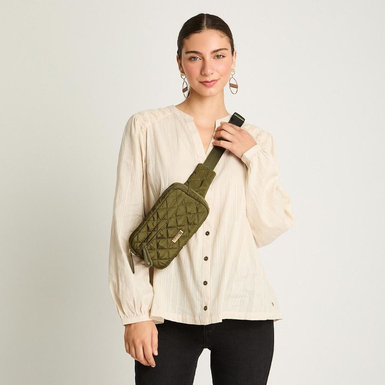 Cartera De Tela Con Quilt Verde-3