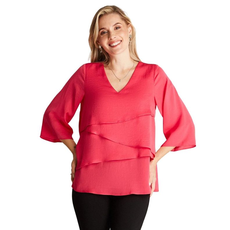 Blusa Fucsia Manga 3,4-0