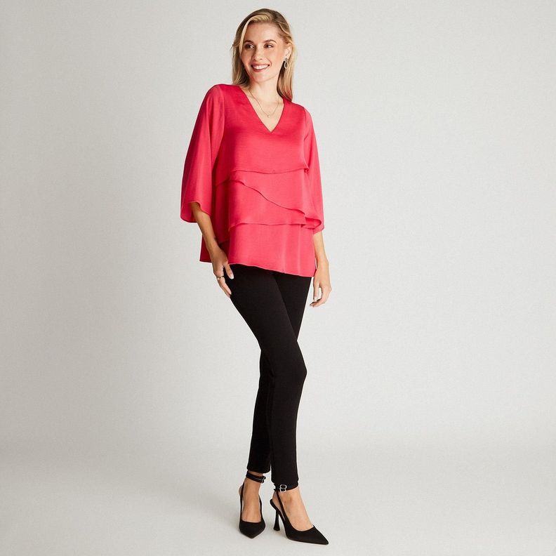 Blusa Fucsia Manga 3,4-3
