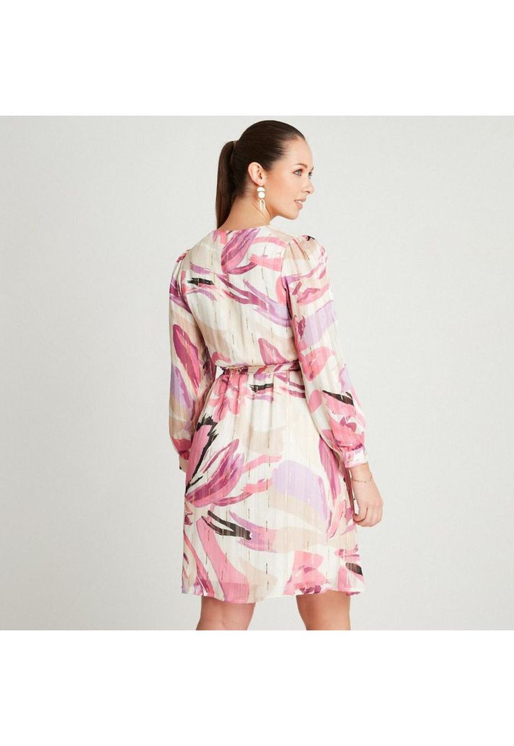 Vestido Midi Arena Manga Larga Cuello V-1
