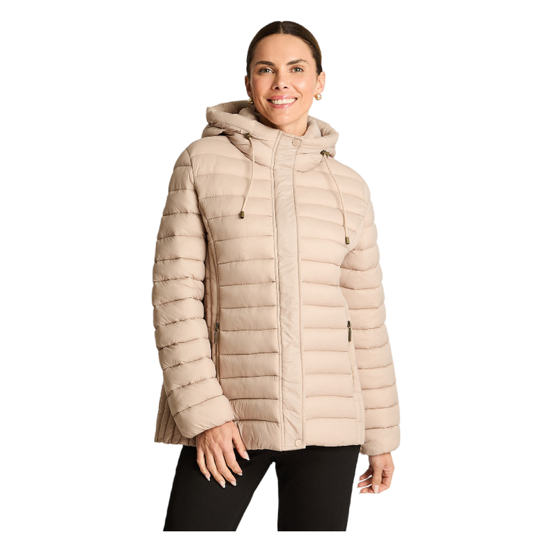 Parka Manga Larga Basica Corta Beige-0