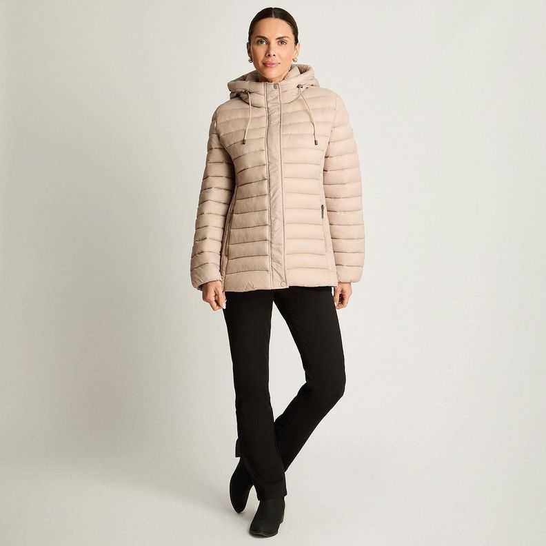 Parka Manga Larga Basica Corta Beige-3