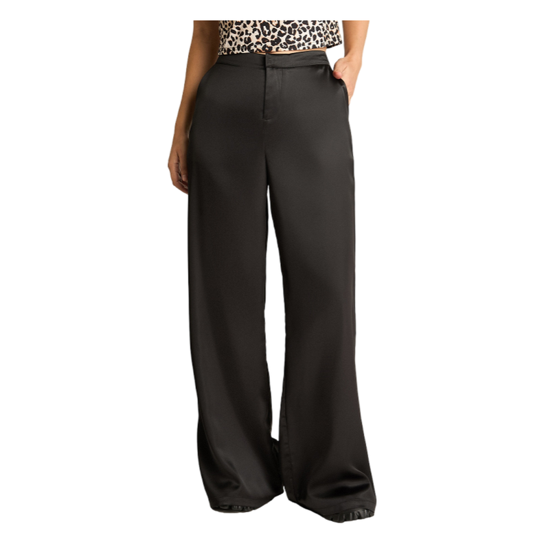 Pantalón Palazzo Con Pretina Negro-0