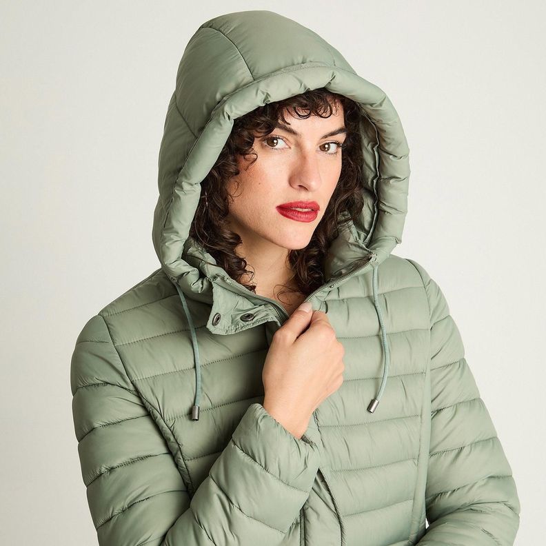 Parka Manga Larga Basica Larga Verde-2