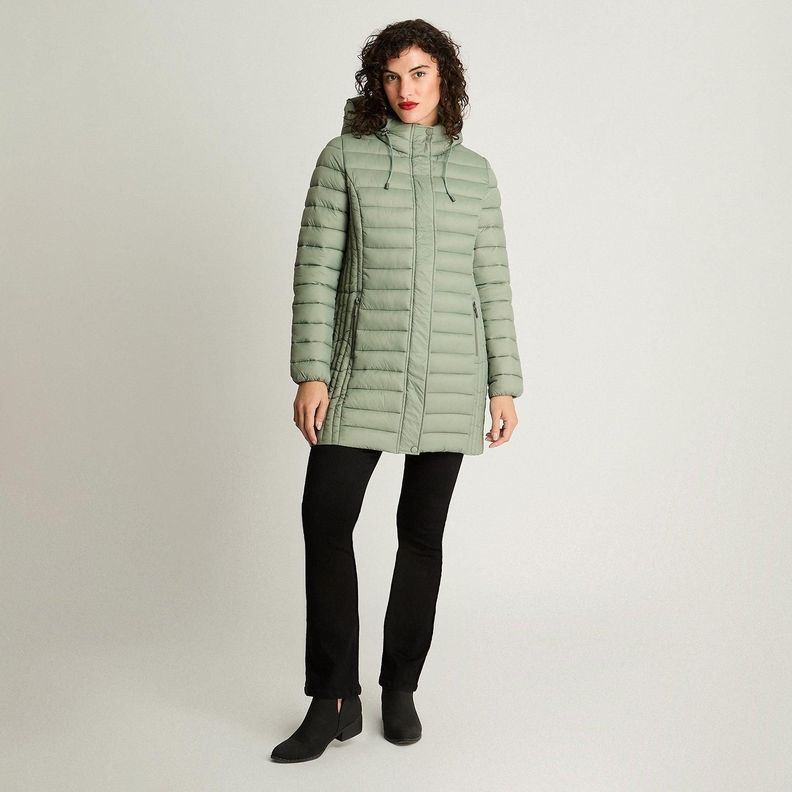 Parka Manga Larga Basica Larga Verde-3