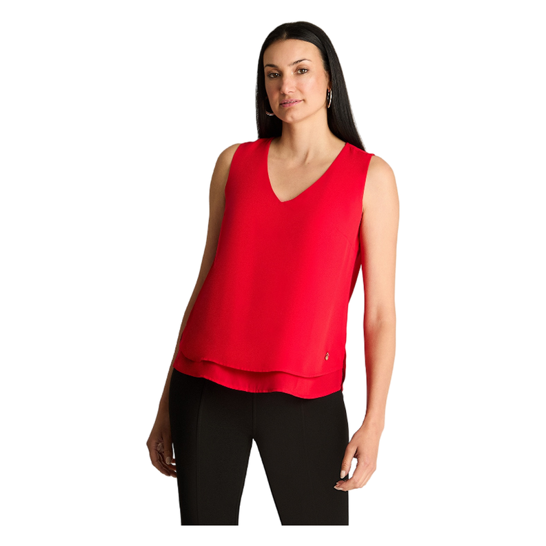 Blusa Sin Mangas Con Capas Rojo-0